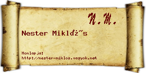 Nester Miklós névjegykártya